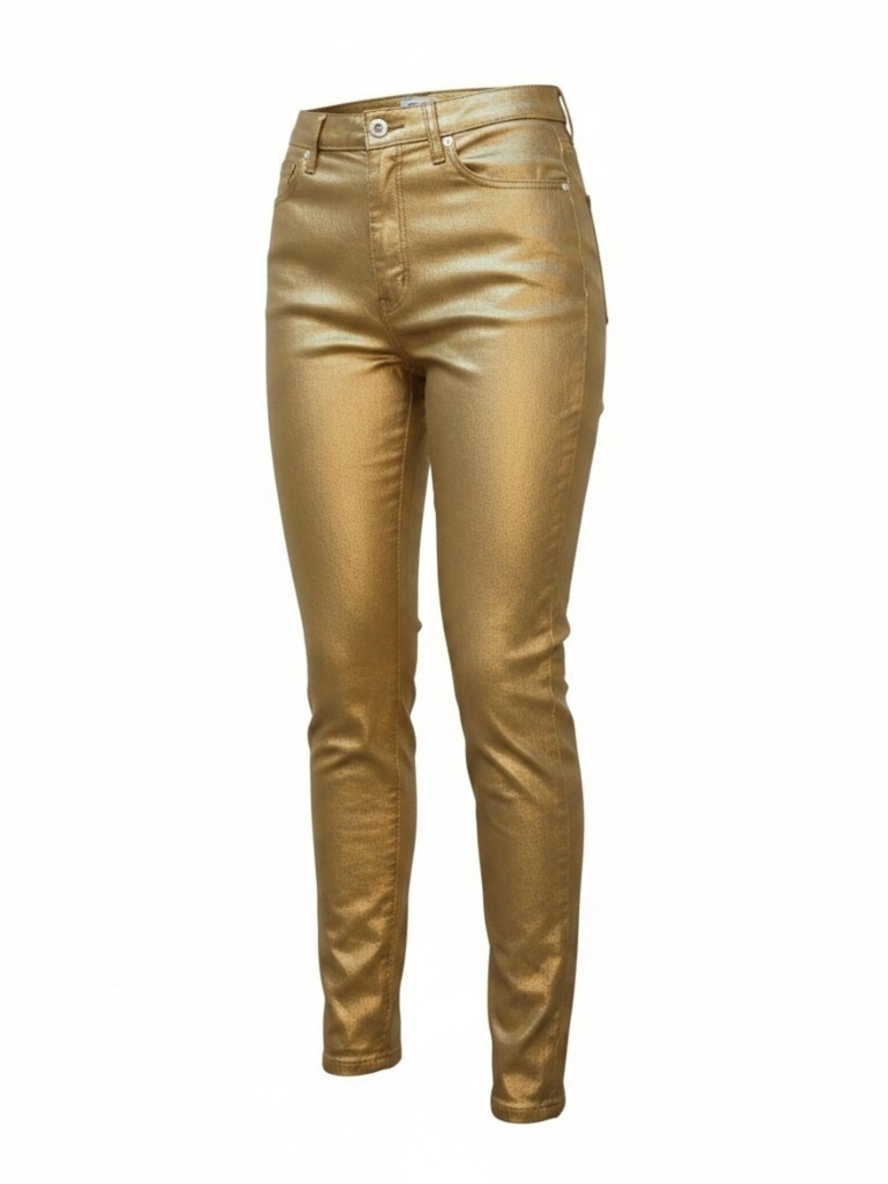 High-Rise Metallic Gold Skinny Jeans for Women